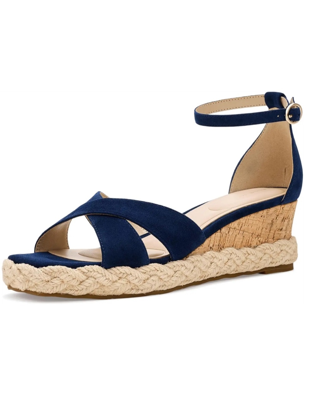 Pelle Moda Pippen Ankle Strap Wedge Slide Sandal 9 NIB Blue Cork Comfy Summer